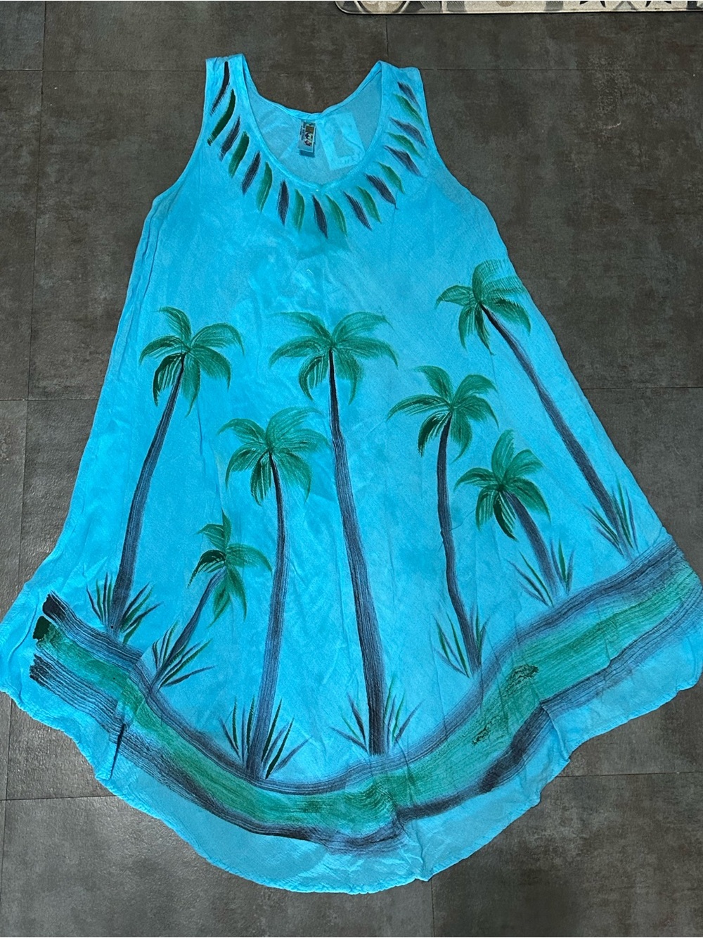 Turquoise Palm Tree Sleeveless dress